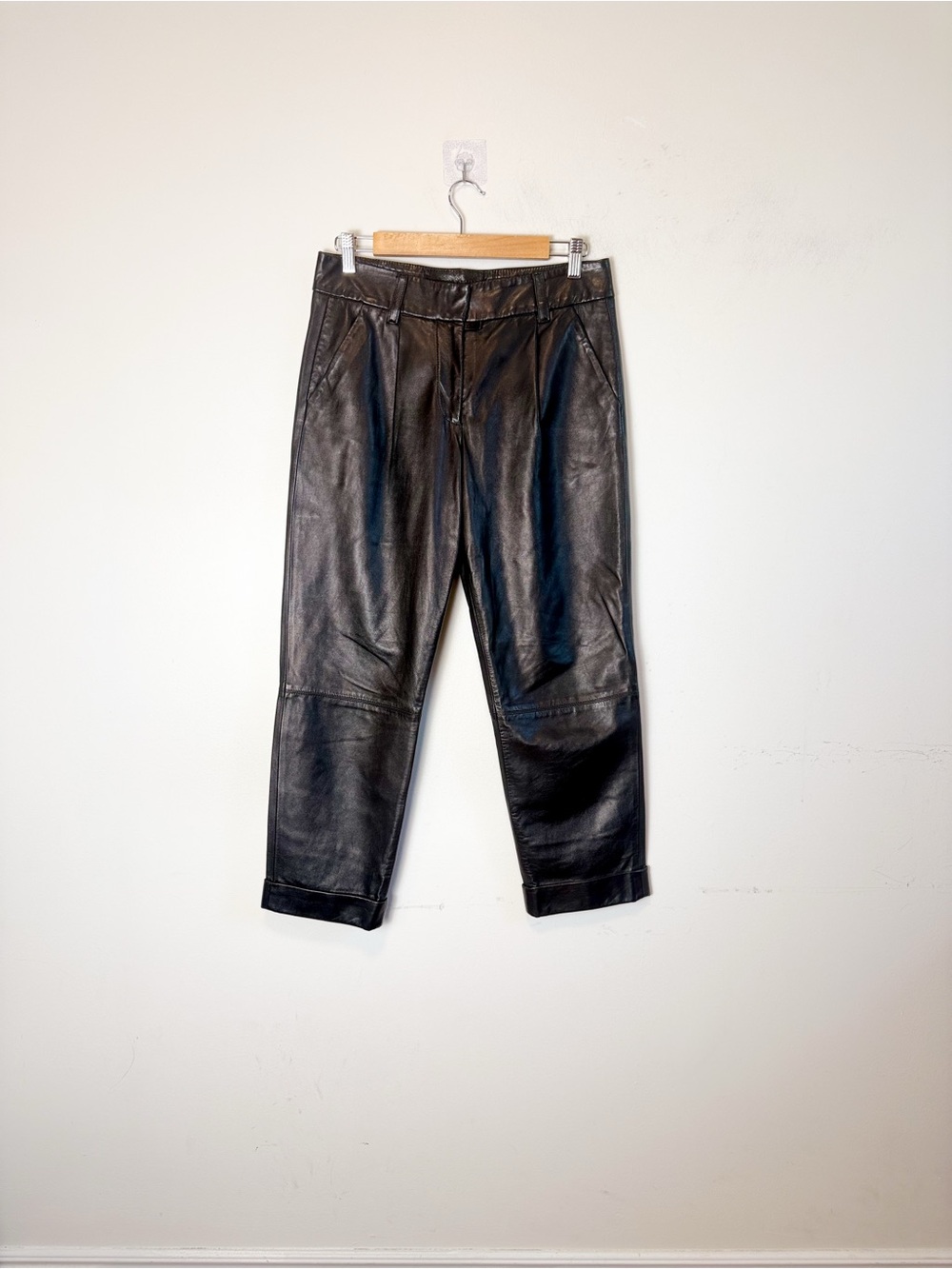 Giorgio Armani Black Leather Capris